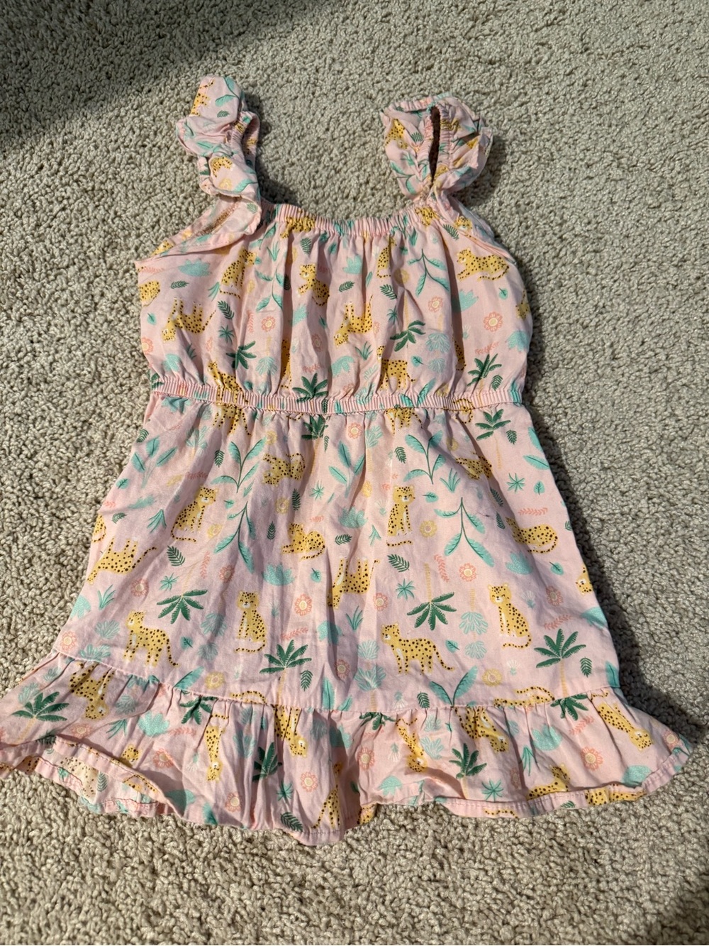 Emma & Elsa Pink Leopard & Leaf Print Ruffle Dress